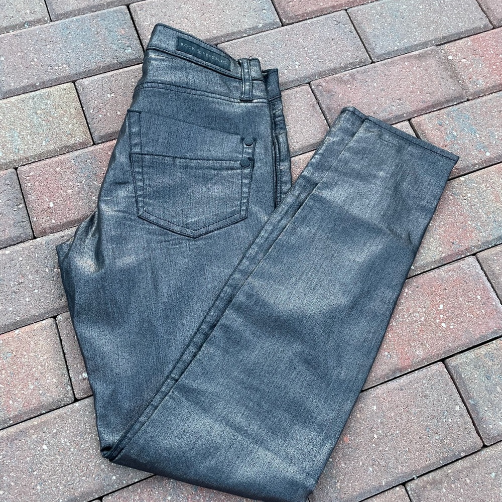 Rock and Republic Black and Gold Skinny Jeans 6
